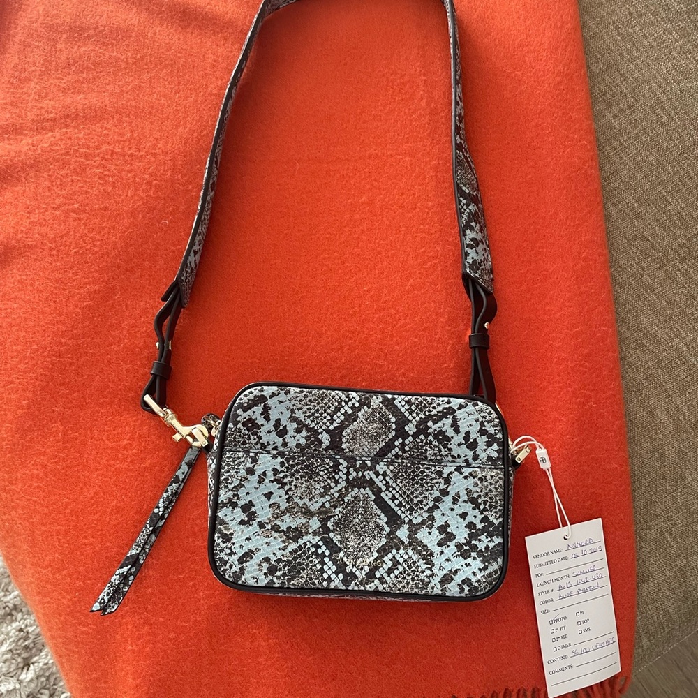 Anine Bing Black and Gray Snakeskin Crossbody Bag